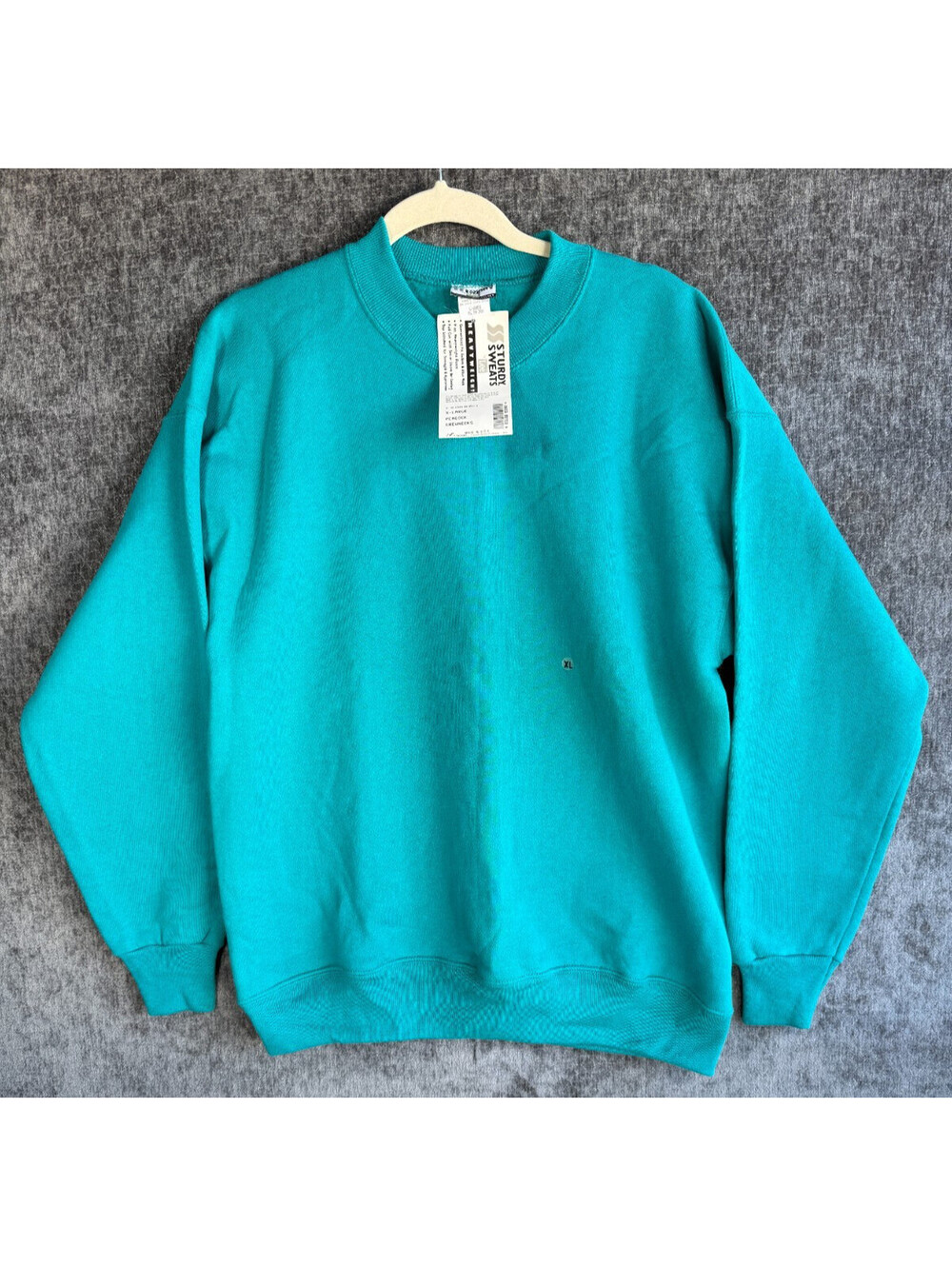 NOS VTG 90s Sturdy Sweats by Lee Womens Teal Fleece Cut Sleeves Sz XL Crew Neck